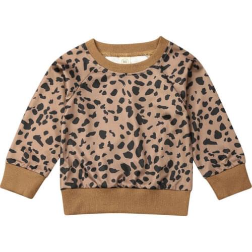 Boutique Girl Clothes 2019 Kid Baby Girl Long Sleeve Autumn Tops Leopard Sweatshirt Blouse Pullover Outfit