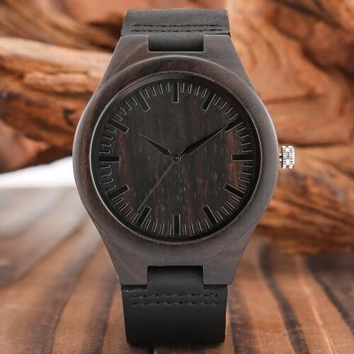 This Is What The Best Dad Mens Watch Black Sandalwood Minimalist Watch Face Soft Leather Strap Precise Buckle Gift For Father