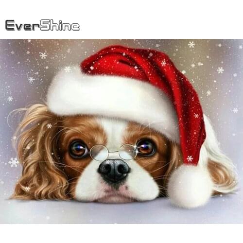 Evershine Diamond Painting Dog New Arrival Animal Diamond Embroidery Winter Cross Stitch Kits 5D DIY Mosaic Sale Christmas Gift