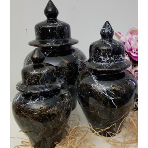 EU HOME DECORATION MARBLE TEXTURED TRIPLE ŞAH CUBE VASE