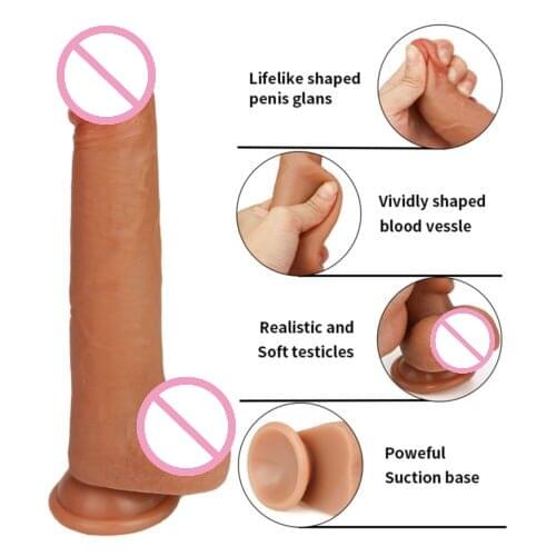 Foreskin Cock Dildo Sex Toys 8 Inch Realistic Penis with Strong Suction Cup Penis Adult Anal Plug