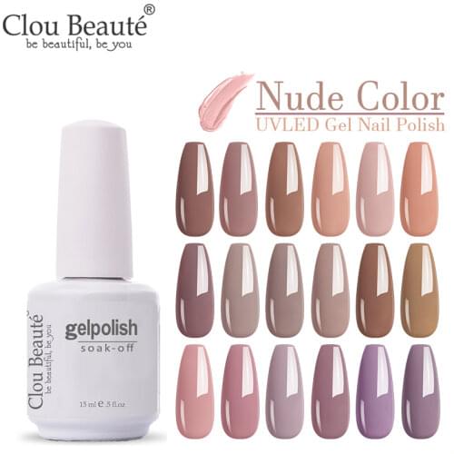 Clou Beaute Nude Colors 15ml Gel Polish Nail Primer UV Semi Permanent Varnish Art LED Soak Off UV Gel Varnish Lakiery Hybrydowe