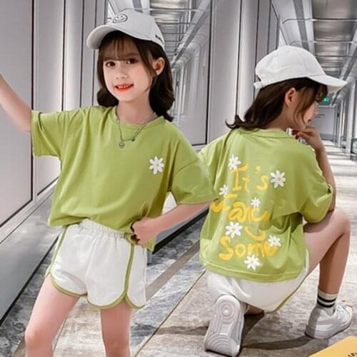 Summer Baby Girls Clothes Sets 2021 Short Sweatshirt + Pants 2 Piece Childrens Clothing Suits Kids Outfits 4 6 7 8 9 10 12 Year
