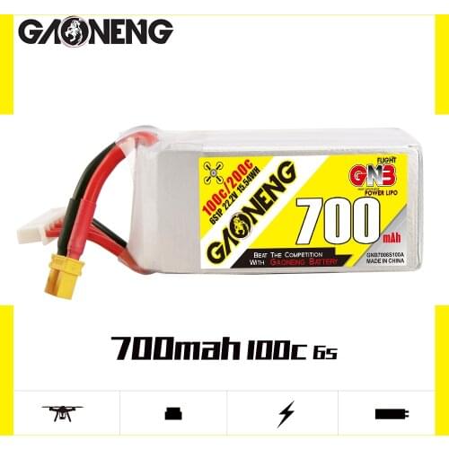 Gaoneng New GNB 6S 700mAh 22.2V 100C Lipo Battery XT30 Plug for FPV Racing Drone RC Models Multicopter Frame parts