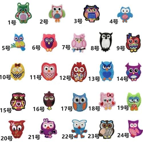 Small Cartoon Owl Series Cloth Sticker Computerized Embroidery Patch Animal Owl Pattern Embroidered Clothes Patches Iron On Wear