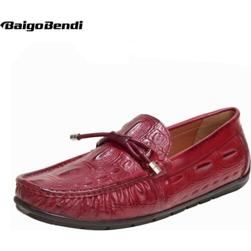 Mens Hight Quality Crocodile Pattern Genuine Leather Men Loafers Soft Outsole Slip On Driving Car Shoes Leisure Man