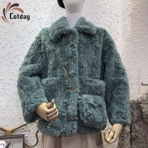 Cotday Lamb Fur Imitation Plush Coat Little Chap Winter Warm Korean Student Loose Hairy Bag Thickened Short Woman Fur Coat