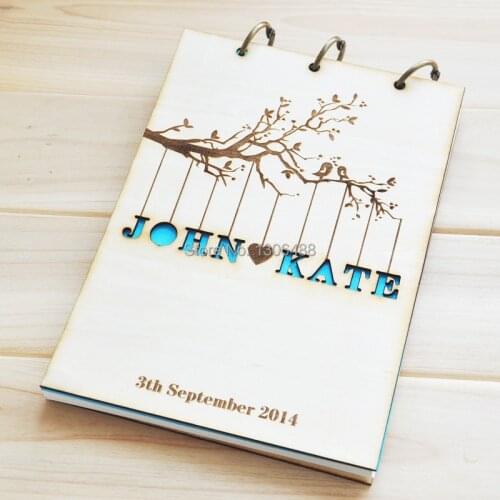 Personalized Wedding guest book, Rustic wedding guestbook album,Custom wood engagement anniversary gift, Hollow wedding book