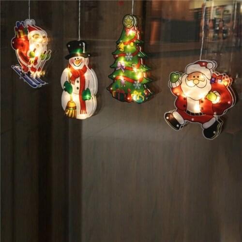 Window Hanging Light Santa Claus LED Lamp With Suction Cup Atmosphere Scene Pendant Decor For Christmas Xmas Party (No Battery)