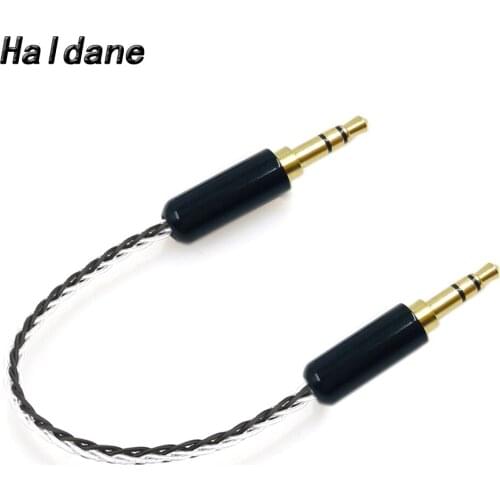 Haldane 10cm Silver Plated 3.5mm Male to 3.5mm Male Stereo Audio HIFI Audio Cable Aux Cable For Headphones, Smartphones
