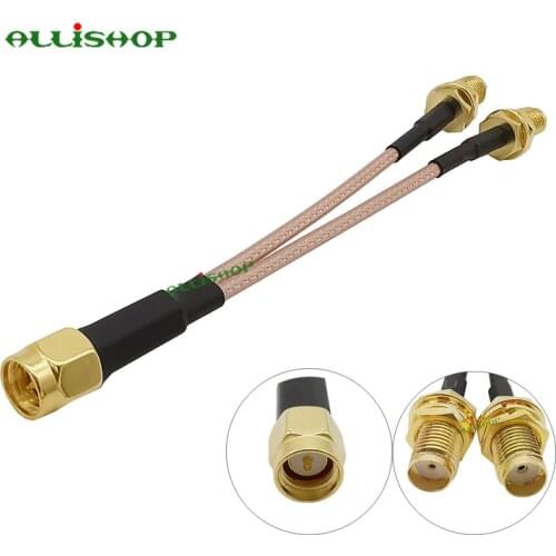 SMA Male Plug to Dual SMA Female Jack RG316 Y Shape Cable WiFi Antenna SMA Plug to 2X SMA Jack Splitter Cable for 4G LTE Router