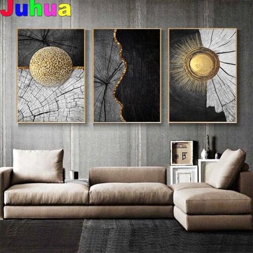 Modern Abstract Golden Black Full Square/Round Drill 5D DIY Diamond Painting Wood Texture Nordic diamond Embroidery Mosaic Art