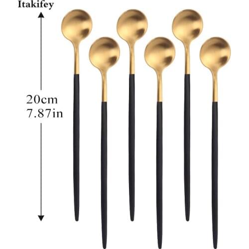 Buyer Star 11 Colors Stainless Steel Spoon set Ice Cream Dinner Tableware Gold Spoon Plated Dessert Tea Coffee Spoons flatware
