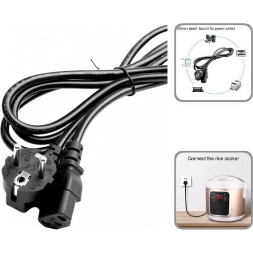 Triple Plug Convenient EU Plug Monitor Power Adapter Cord 150cm Power Supply Cable Practical for Desktop