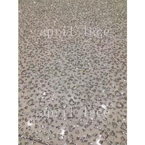 Stock 5yards luxury th017 # silver heart shape hand print glitter mesh tulle lace fabric for occasion/ sawing wedding dress