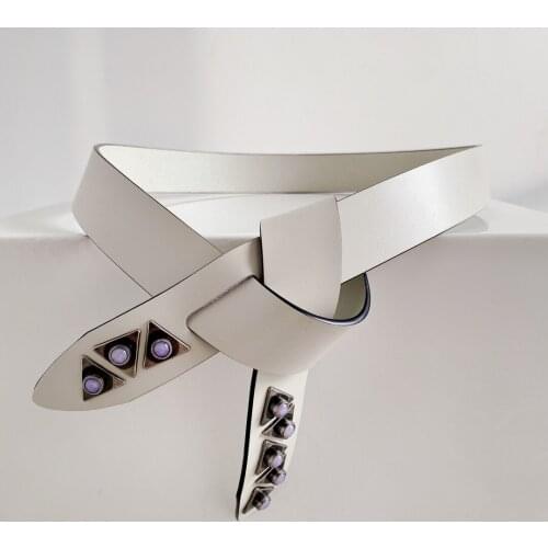 High Quality Real Leather 2021 Autumn White Belts for Women