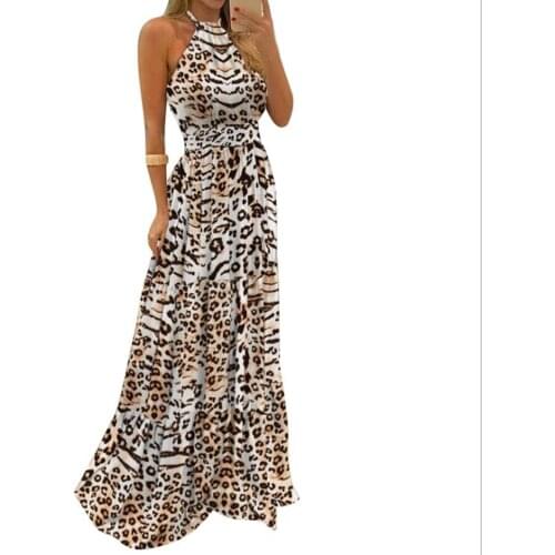 2021 Summer Attire Seaside Holiday Polka Dot Print Bohemian Halter Sleeveless Halterneck Temperament Commuter Big Swing Dress