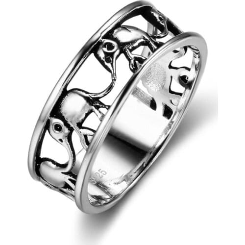 Women Retro Zinc Alloy Elephant Ring Lucky Simple Cute Animal Ring Wedding Jewellery Accessories For Famale Best Gift