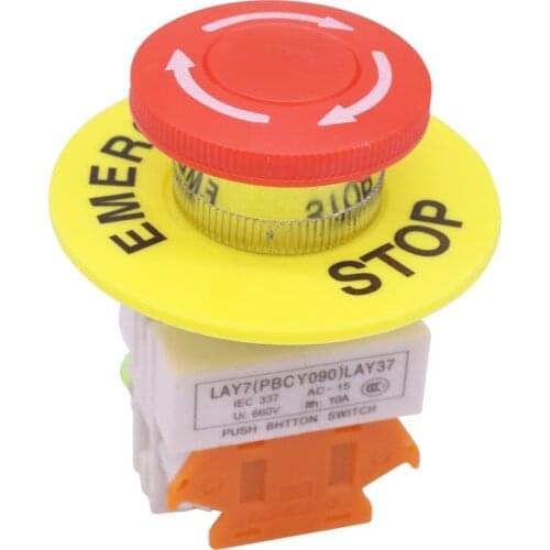 1 pcs Emergency Stop LAY37 Push Button Switch With 60mm Warning Ring Electrical Equipment Supplies Switch Accessories