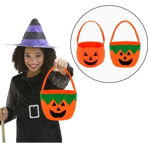 1Pc Non-Woven Fabric Candy Handbag Grimace Pumpkin For Kids Gift Package DIY Masquerade Halloween Themed Party Decor Dessert Bag