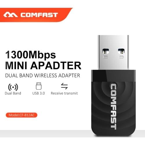 10PCS Mini USB Wifi adapter Ethernet Network card 650 ~1300 Mbps 2.4G&5.8G dual band wireless wifi Adapter Wi-Fi Receiver Dongle