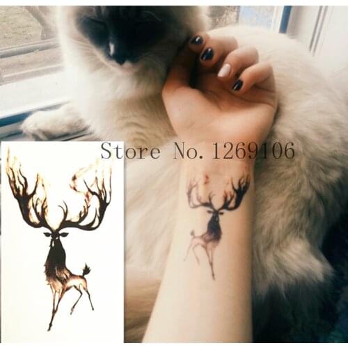 10x6cm Fashion Running Deer Temporary Waterproof Tattoo Small Cute Tattoo Sticker