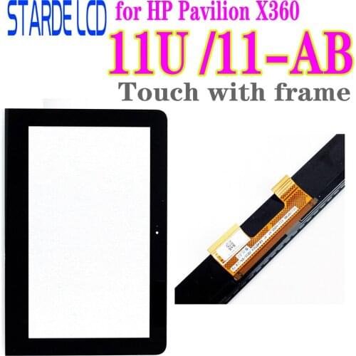 11.6''for HP Pavilion X360 11U 11-U 11-U054TU 11-ab Yellow Flex Cable Connectors Touch Screen Digitizer with Frame