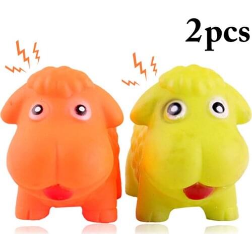 2PCS Pet Dog Chewing Toys Sheep Shape Teeth Cleaning Natural Latex Squeaky Dog Cat Chew Toys Funny Sound Sheep Molar Supplies