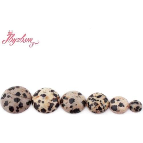 Coin Dalmatian Beads CAB Cabochon Flatback Dome Undrilled Natural Stone Beads For DIY Pandandt Earring Ring Jewelry Making 5pc