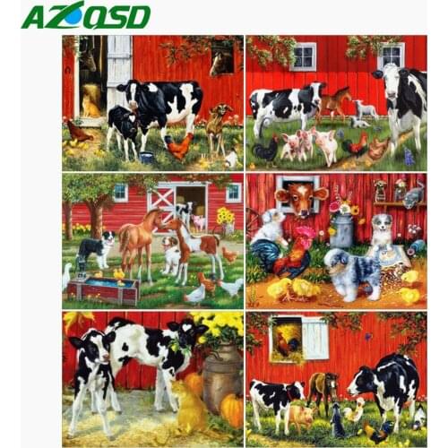 AZQSD Diamond Painting Kit Cow Diamond Embroidery Sale Animal Gift Picture Of Rhinestones Home Decor Cross Stitch Art Gift