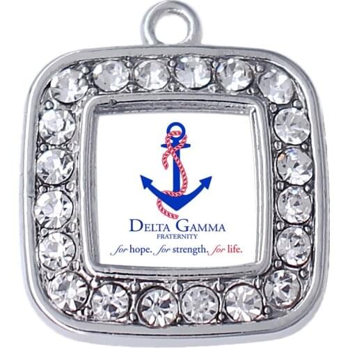 Shiny enamel metal university fraternity jewelry pendant greek letter DELTA GAMMA society anchor badge sticker charm