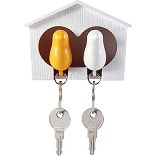 2Pcs Bird Keychain + 1Pc Sparrow Birdhouse Home Wall Mount Key Ring Holder Decor Plastic Women Key Chain Holder Trendy