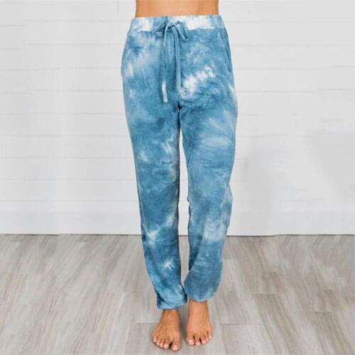 Pants women new fashion Tie Dye Drawstring Summer Loose Thin Pocket Trousers for Sports Street wear Women Clothing Grey xxxl