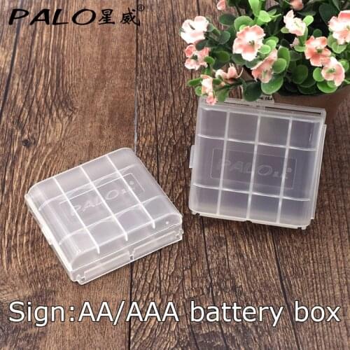 PALO 2Pcs/Set 2020 New Portable Small Battery Case Holder Hard Plastic Pretty Storage Boxes for AA AAA batteries