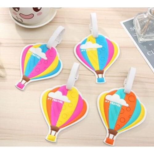 ISKYBOB Creative Cartoon Hot Air Balloon Glue Baggage Tag Silicone Tag Custom PVC Soft Rubber Suitcase Name ID Address Tags