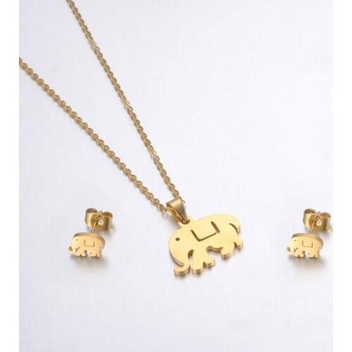 Trendy Stainless Steel Sets For Women Girls Big Elephant Shape Necklace Earrings For Women Lovers Engagement Jewelry
