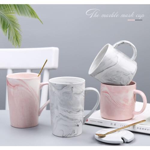 Coffee Mug Milk Tea Cups 400ml Marble Ceramic Mug Travel Creative Mr and Mrs Mugs Pink Grey Breakfast Home Decoration New