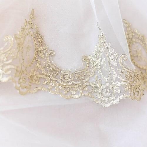 Light Golden Cording embroidery Lace trim for Wedding Dress Accessories Childrens Fashion