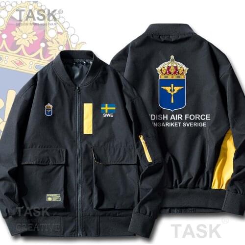Military Army Jackets Air Force Sweden Sverige Swedish Swede SE SWE Male Casual Streetwear baseball jacket Slim Fit Pilot Coats