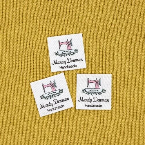 96 pieces Custom Iron Labels, Logo or Text, Custom Design, iron on, Organic Cotton Fabric Name Label，Sewing machine (YT182)