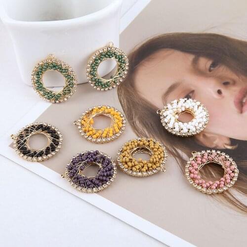 Min order 12pcs/lot color beads decoration geometry handmade rounds shape copper charms diy jewelry earring accessory