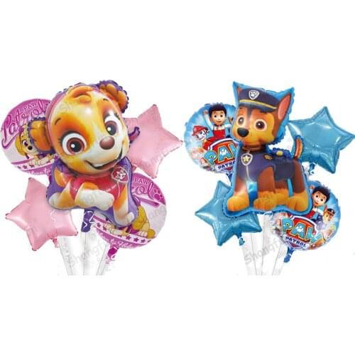 Kid Boy Girl Cartoon Paw Patrol Children Birthday Party Decoration Background Wall Aluminum Balloon Set Kawaii Canine Skye Chase