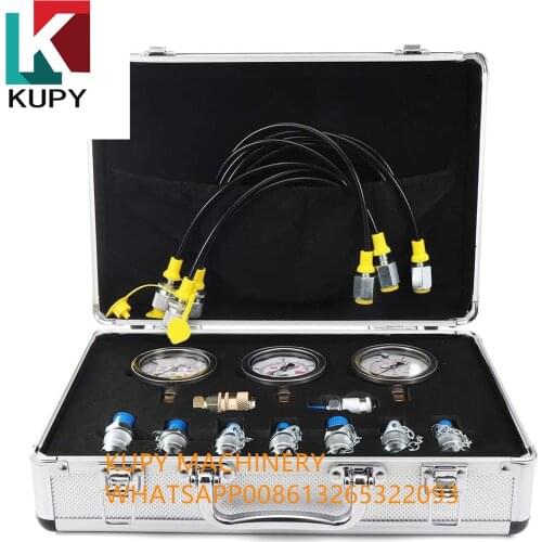 1 Set Excavator Hydraulic Pressure Gauge Test Kit Professional Hydraulic Measuring Toolbox For Hydraulic Presses Machinery
