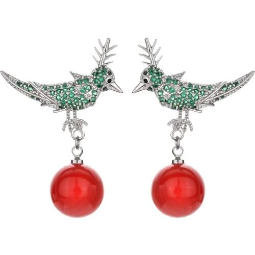 New fashion in 2021 cuckoo Red Pearl Zircon Earrings women / Girls Wedding Party Jewelry ER-492