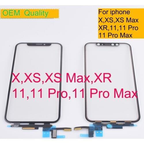 Original For Iphone 11 Pro Max X XR XS Max Touch Screen Digitizer Panel Sensor Front Glass Lens For iphone X LCD Glass