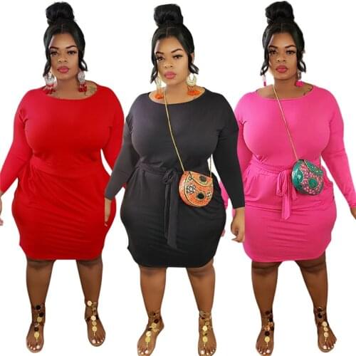 Autumn Womens Short Dresses Solid Color Long Sleeve High Waist Sexy Dresses Party Plus Size Women Dress Wholesale Dropshipping