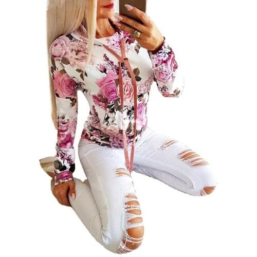 Autumn Women Floral Printed Sweatshirts New Tie Dye Slim Ladies Streetwear Long Sleeve Thin Hoodie Coats WDC5999