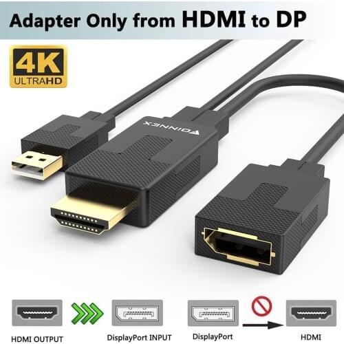 FOINNEX HDMI to DisplayPort Adapter/Converter 4K 60Hz PC to Monitor Male HDMI to DP Output Dongle with Audio