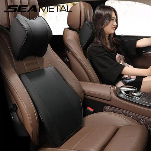 Car Headrest Pillow Interior Front Seat Pillows Waist Back Support Memory Foam Cotton for Neck Head Rest Protector Accessories