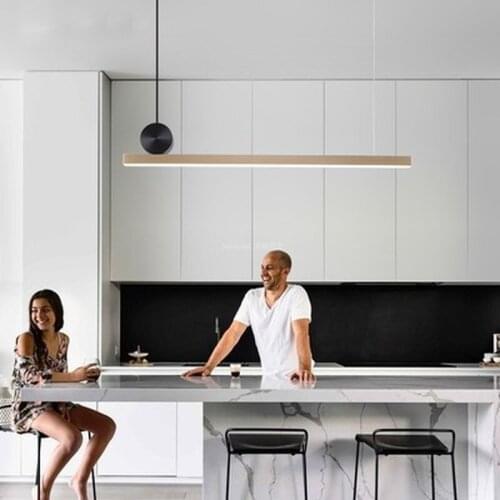 Geometric line pendant lamps restaurant Nordic post-modern designer long table dining room light luxury copper pendant light